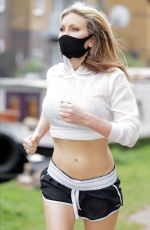 CAPRICE BOURRET in a Crop Top and Shorts Out Jogging in London 05/20/2020