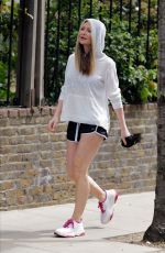 CAPRICE BOURRET in a Crop Top and Shorts Out Jogging in London 05/20/2020