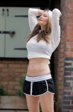 CAPRICE BOURRET in a Crop Top and Shorts Out Jogging in London 05/20/2020