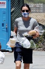COURTENEY COX Wearing a Mask at Farmer
