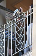 DEBRA MESSING Cheering for First Responders on Her Balcony in New York 05/26/2020
