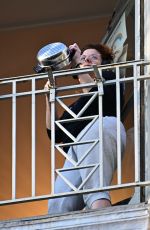 DEBRA MESSING Cheering for First Responders on Her Balcony in New York 05/26/2020