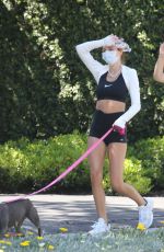 DELILAH and AMELIA HAMLIN in Tights Out with Their Dog in Beverly Hills 04/30/2020