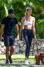 DEVON WINDSOR and Johnny Barbara Out with Their Dog in Miami 05/01/2020