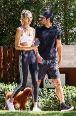 DEVON WINDSOR and Johnny Barbara Out with Their Dog in Miami 05/01/2020
