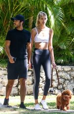 DEVON WINDSOR and Johnny Barbara Out with Their Dog in Miami 05/01/2020