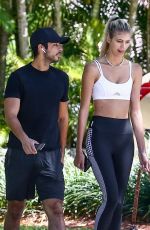 DEVON WINDSOR and Johnny Barbara Out with Their Dog in Miami 05/01/2020