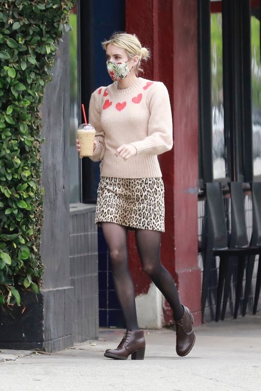 EMMA ROBERTS Out for Iced Coffee in Los Angeles 05/12/2020