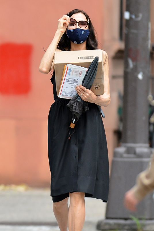 FAMKE JANSSEN Wearing a Black Mask Out and About in New York 05/26/2020