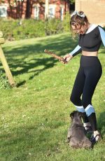 GEORGIA HARRISON Out with Her Dog at a Park in Loughton 05/07/2020
