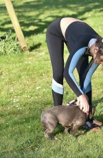 GEORGIA HARRISON Out with Her Dog at a Park in Loughton 05/07/2020