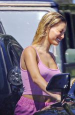 HAILEY BIEBER in a Pink Top and Shorts Out in Beverly Hills 05/25/2020