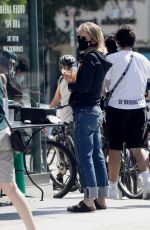 HELEN HUNT Wearing a Black Mask Out in Brentwood 05/24/2020