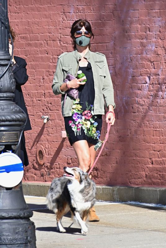 HELENA CHRISTENSEN Out with Her Dog in New York 05/21/2020