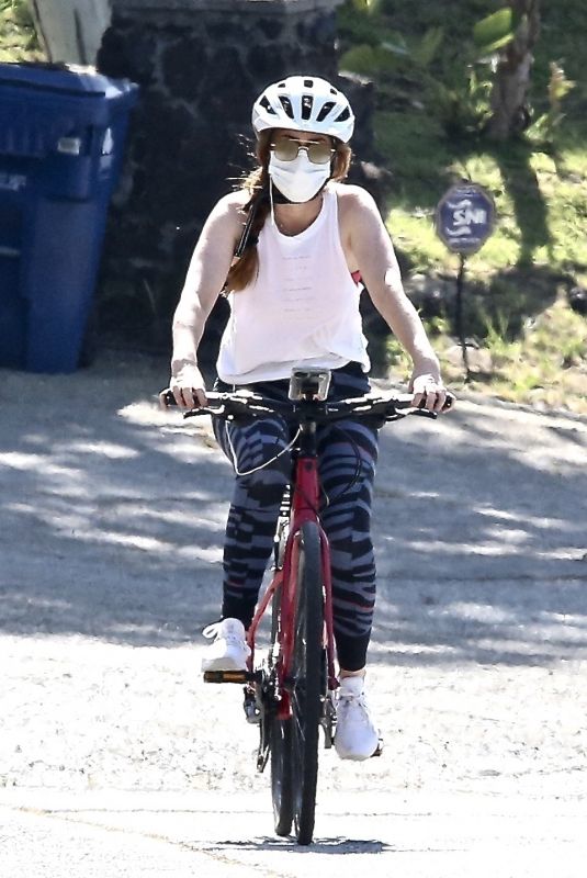 ISLA FISHER Riding Her Bike Out in Los Angeles 05/09/2020