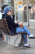 KELLY OSBOURNE Shows off New Vibrant Blue Curly Hairstyle Out in Los Angeles 05/22/2020