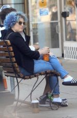 KELLY OSBOURNE Shows off New Vibrant Blue Curly Hairstyle Out in Los Angeles 05/22/2020