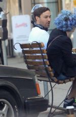 KELLY OSBOURNE Shows off New Vibrant Blue Curly Hairstyle Out in Los Angeles 05/22/2020
