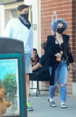KELLY OSBOURNE Shows off New Vibrant Blue Curly Hairstyle Out in Los Angeles 05/22/2020