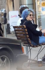 KELLY OSBOURNE Shows off New Vibrant Blue Curly Hairstyle Out in Los Angeles 05/22/2020