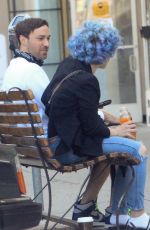 KELLY OSBOURNE Shows off New Vibrant Blue Curly Hairstyle Out in Los Angeles 05/22/2020