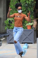 KELY ROWLAND in Ripped Denim Shopping for House Plants in Los Angeles 05/19/2020