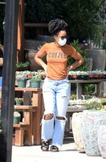 KELY ROWLAND in Ripped Denim Shopping for House Plants in Los Angeles 05/19/2020