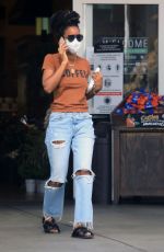 KELY ROWLAND in Ripped Denim Shopping for House Plants in Los Angeles 05/19/2020