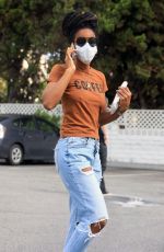 KELY ROWLAND in Ripped Denim Shopping for House Plants in Los Angeles 05/19/2020