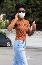 KELY ROWLAND in Ripped Denim Shopping for House Plants in Los Angeles 05/19/2020