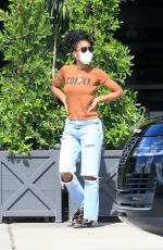 KELY ROWLAND in Ripped Denim Shopping for House Plants in Los Angeles 05/19/2020