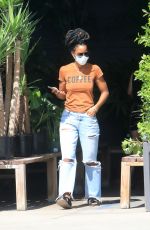KELY ROWLAND in Ripped Denim Shopping for House Plants in Los Angeles 05/19/2020