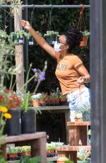 KELY ROWLAND in Ripped Denim Shopping for House Plants in Los Angeles 05/19/2020