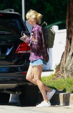 KIMBERLY STEWART in Denim Shorts Out in Studio City 05/09/2020