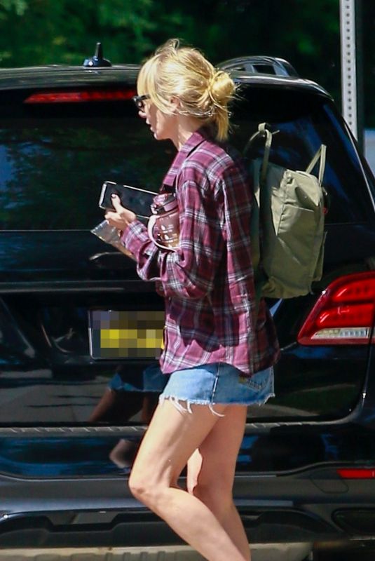 KIMBERLY STEWART in Denim Shorts Out in Studio City 05/09/2020