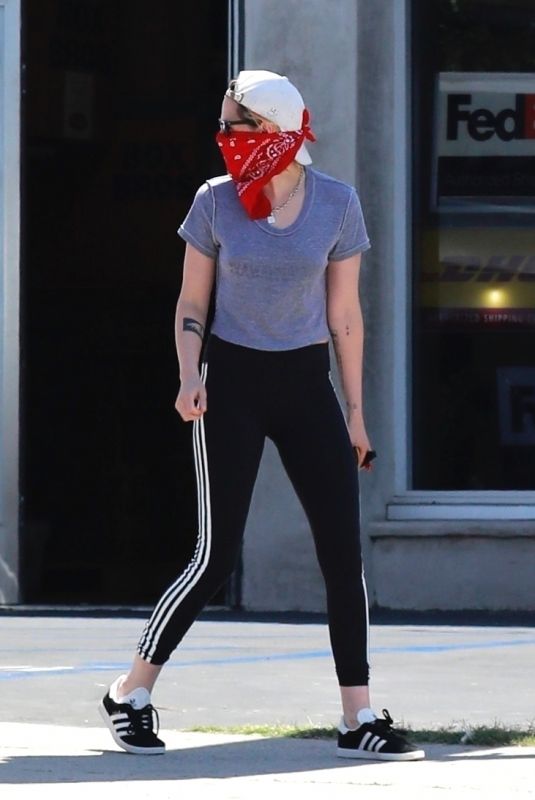 KRISTEN STEWART Wearing Bandana Mask Out in Los Feliz 05/16/2020