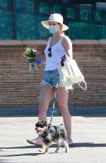 LILI REINHART in Denim Cut Off Out with Her Dog in Los Angeles 05/02/2020