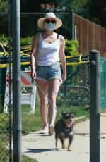 LILI REINHART in Denim Cut Off Out with Her Dog in Los Angeles 05/02/2020