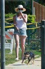 LILI REINHART in Denim Cut Off Out with Her Dog in Los Angeles 05/02/2020