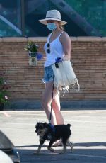 LILI REINHART in Denim Cut Off Out with Her Dog in Los Angeles 05/02/2020
