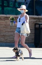 LILI REINHART in Denim Cut Off Out with Her Dog in Los Angeles 05/02/2020