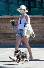 LILI REINHART in Denim Cut Off Out with Her Dog in Los Angeles 05/02/2020