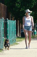 LILI REINHART in Denim Cut Off Out with Her Dog in Los Angeles 05/02/2020