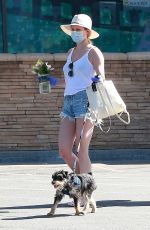 LILI REINHART in Denim Cut Off Out with Her Dog in Los Angeles 05/02/2020