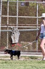 LILI REINHART in Denim Cut Off Out with Her Dog in Los Angeles 05/02/2020