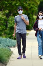 LILY COLLINS and Charlie McDowell Out with Her Dog in Beverly Hills 05/12/2020