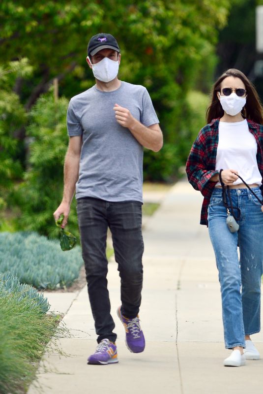 LILY COLLINS and Charlie McDowell Out with Her Dog in Beverly Hills 05/12/2020