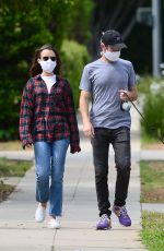 LILY COLLINS and Charlie McDowell Out with Her Dog in Beverly Hills 05/12/2020