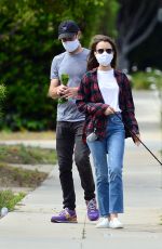 LILY COLLINS and Charlie McDowell Out with Her Dog in Beverly Hills 05/12/2020