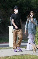 LILY COLLINS and Charlie McDowell Out with Her Dog in Los Angeles 05/11/2020